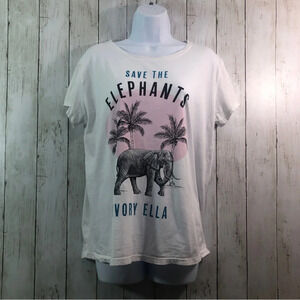 Ivory Ella Tropical Save The Elephants T-Shirt Small